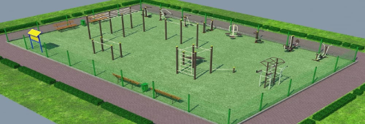 Проект спортивной воркаут площадки с уличными тренажерами в Курске