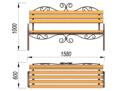 Лавочка кованная МАФ 1606 в Курске