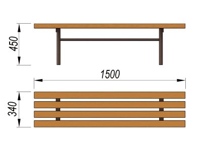 Лавочка без спинки МАФ 1601 в Курске
