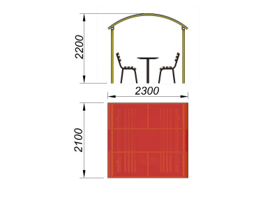 Стол и лавки под навесом МАФ 4005 в Курске